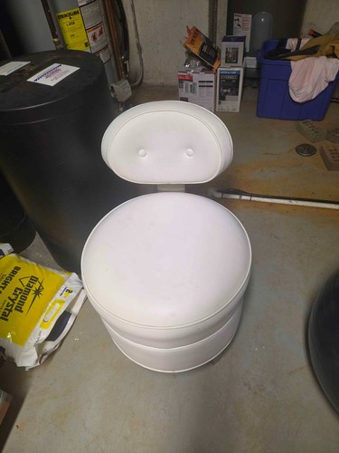 White leather cushioned stool - cushioned,