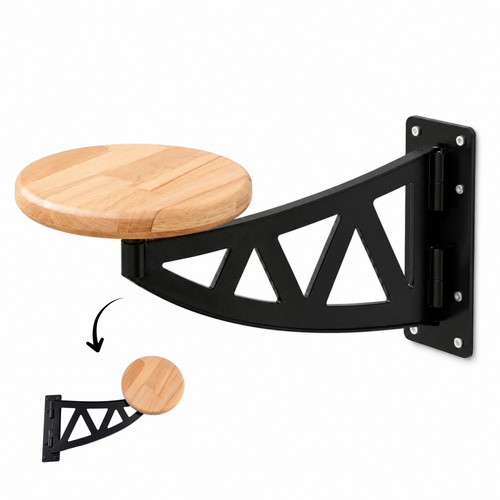 Wall mount swing out stool - out,