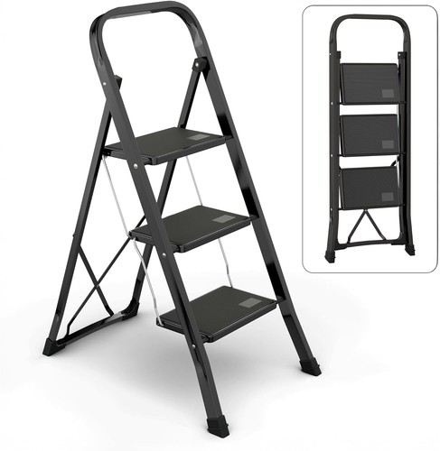 Steel folding step stool - steel,