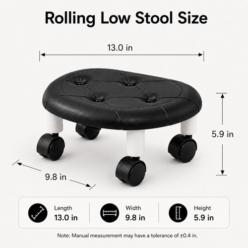 Black low rolling stool with - low,